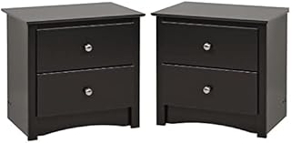Home Square 2-Piece Furniture 2-Drawer Night Stand Set in Black