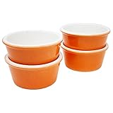 ToCi Ofenschalen 4er-Set Keramik 185ml Dessertschalen Orange für Creme Brulee Ragout Fin Tapas Überbacken Mikrowellen- Ofen- und Gefrierschrankfest