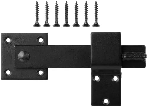 RETRIN Flip Lock for Fence Gate – 5.5'' Gate Latch Flip Lock for Home Security and Privacy – Heavy-Duty Iron Door Latch Lock – Flip Latch Lock for Cabinet Door, Shed, Barn, Wooden Fence, Black