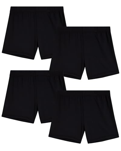 Girls Cartwheel Shorts - 4 Pack Stretch Breathable Playground Under Dress Shorts for Girls Activewear (Size: 4-16)