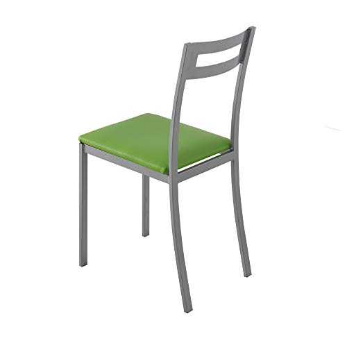 MOMMA HOME Set de 4 Sillas - Modelo PAMIS - Color Plata/Verde - Material Metal/Ecopiel - Medidas 41 x 47 x 86 cm - imagen 5