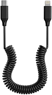 Coiled USB-C to Lightning Cable,[MFi Certified]Fast Charging USB-C to Lightning Cable with Data Transmission for iPhone 13 12 11 Pro Max XR XS X 8 7 6 Plus 5 SE and More,Supports Power Delivery