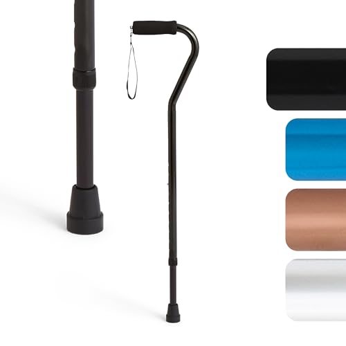 Medline Aluminum Offset Walking Cane for Seniors & Adults is Portable and Lightweight for Balance,...