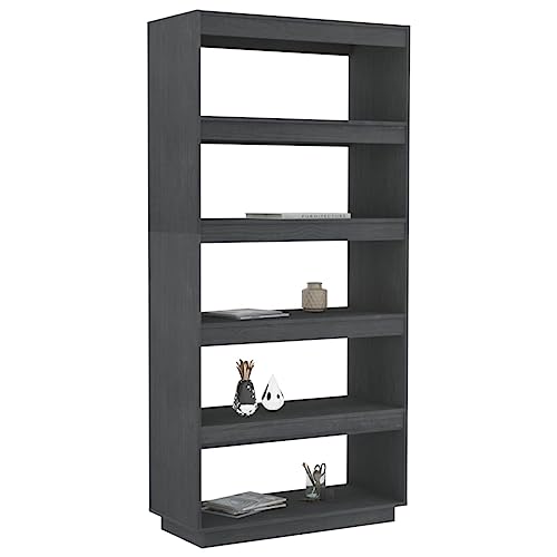 ZXDTVFGN Librero/Separador de ambientes de Madera, Mueble de Pasillo, estantería Abierta con Estante de Almacenamiento Oficina, Sala de Estar, Dormitorio - Gris, 5 ni