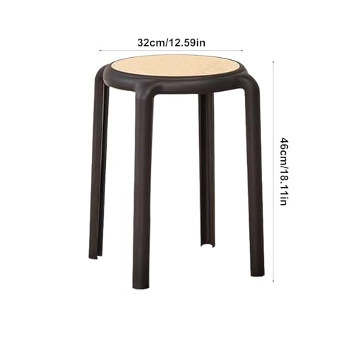 Tabouret empilable en bois nu avec siege rond et structure compacte - 4