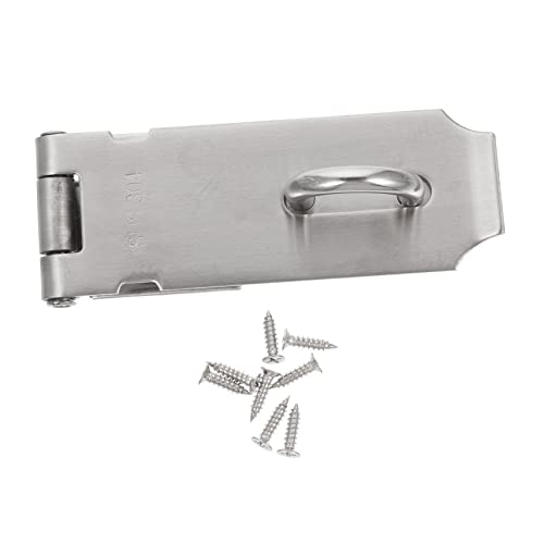 KONTONTY 1 Set Latches Door Locks Door Hasp Keyed Padlock Pet Gate Lock Black Door Knobs Bolts Hinge Trailer Door Handle Anti-Theft Lock Hasp Cabinet Lock Hasp 304 Stainless Steel Silver