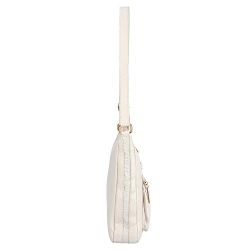 Bolsa tiracolo grande em couro Denise - Marfim