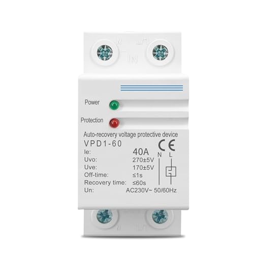 Protector de voltaje VPD1 40A protege los electrodomésticos del hogar en carril DIN 230V