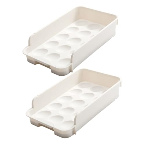 DEARMAMY 2 piezas Organizador de Huevos para Frigorífico Resistente al Desgaste Bandejas Extraíbles para Almacenamiento Seguro y Ahorro de Espacio Cocina y Nevera