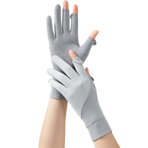 Generico Guantes de protección solar – Agarre antideslizante UPF 50+ Delgado | Guantes de verano con pantalla táctil para mujer – Para viajes, golf, correr, kayak, senderismo