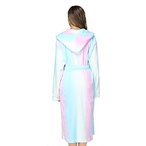 RONGTAI Women Hooded Fleece Robe, Long Plush Robes for Women With Hood Soft Warm Bathrobe3