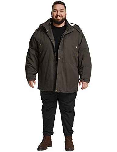 Image of Soularge Men's Big and Tall Military Winter Warm Parka Jacket with Hood | Thickened Cotton Shell,Warm Sherpa Lined,Multi Pockets,Detachable Hood,Windproof