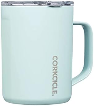 Corkcicle Origins Travel Coffee Mug - Triple Insulated Stainless Steel Cup with Handle for Tea, Hot Chocolate, Coffees, & More - Leakproof, Reusable, Dishwasher Safe - Gloss White, 475ml/16oz