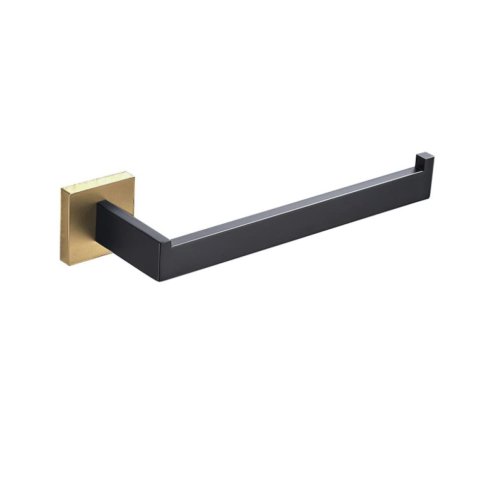 Estante de barra negro para baño con soporte de papel tisú