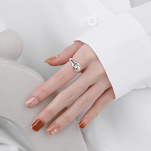 Ball Statement Real 925 Sterling Silver Open Rings Minimalist Promise Adjustable Dainty Fashion Finger Band Engagement Ring for Women Her Wife Mom Jewelry Gifts Birthday Xmas4