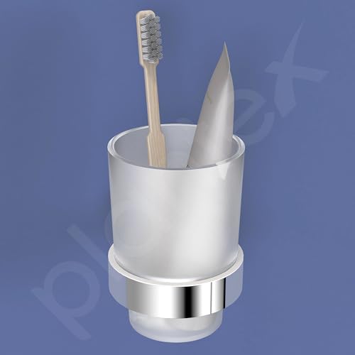 Image of Plantex Smero Pure Brass Toothbrush and Paste Holder /Tumbler Holder /Toothpaste Holder /Bathroom Accessories - Circle (Chrome)