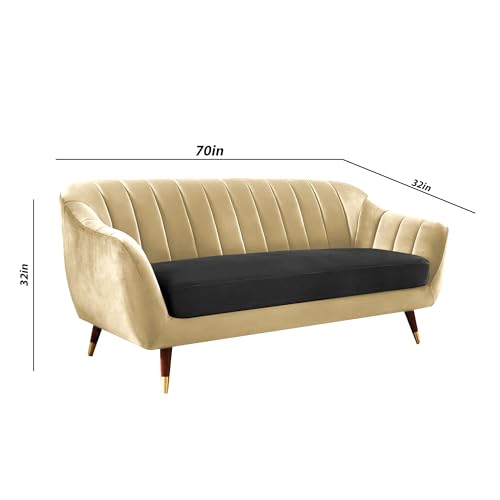Image of Casaliving Anyse 3 Seater Sofa Set for Living Room (Cream Black Fabric) Premium Fabric Sofa