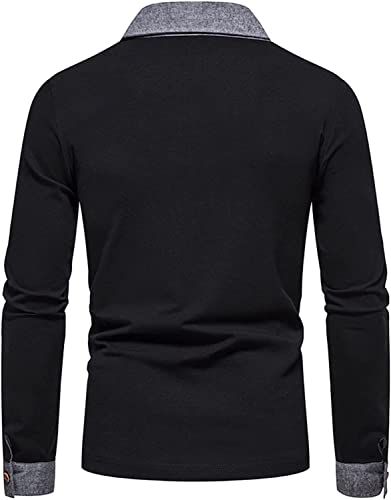 Polo pull noir homme en coton L style décontracté - 3