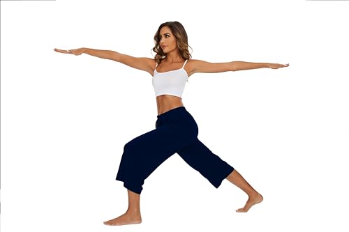 Image of Kabento 2 Pack Womens Pajama Pants Capri Sleep Lounge Pants Drawstring Pj Bottoms with Pockets