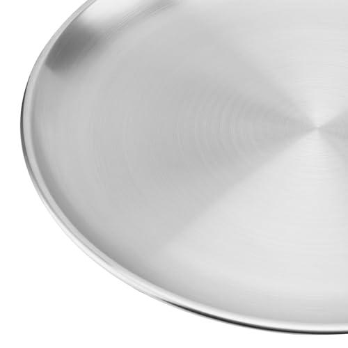 MUNGHOK 5er Set 30cm Edelstahl Geschirr, Rundes Tablett, Metallteller Servierteller Rund Silber Unterteller Essteller für Camping, Grill, Picknick