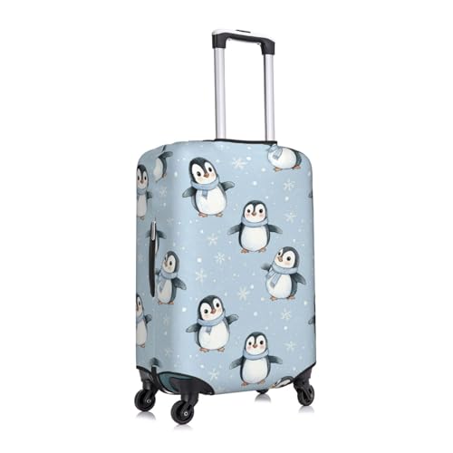 Cute Penguins Snowflake Luggage Cover Protector Elastic Washable Anti-Scratch Suitcase Covers With Zipper Closure For Luggage 18-32 Inch Large3