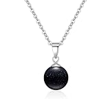 IVY TAILI Blue Sandstone Necklace for Women Silver 10mm Round Gemstone Necklace Crystal Necklace Natural Stone Necklaces Blue Sandstone Jewelry Mother's day Gifts for Women