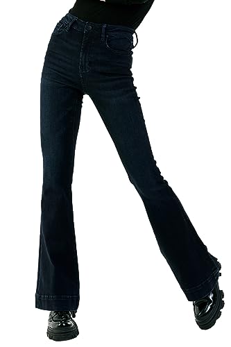 DEAR JOHN Laney Flare Women's Jeans Mid Rise Clean Hem
