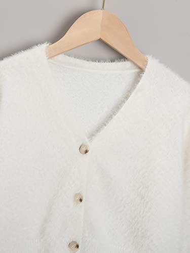 Floerns Girls V Neck Long Sleeve Button Front Knit Cardigan Crop Top4