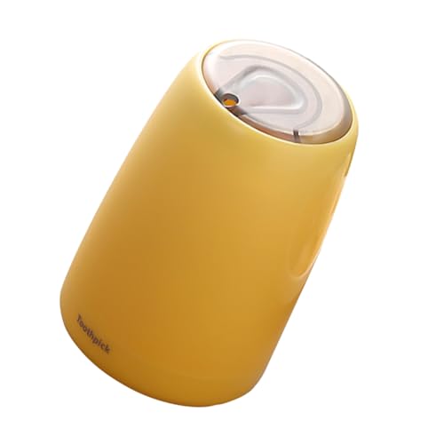 COLLBATH 1pc Press Toothpick Box Home Toothpick Container Makeup Swab Holder Cotton Pad Dispenser Press Type Toothpick Holder Toothpick Bottle Auto Toothpick Jar Toothpicks Yellow Plastic