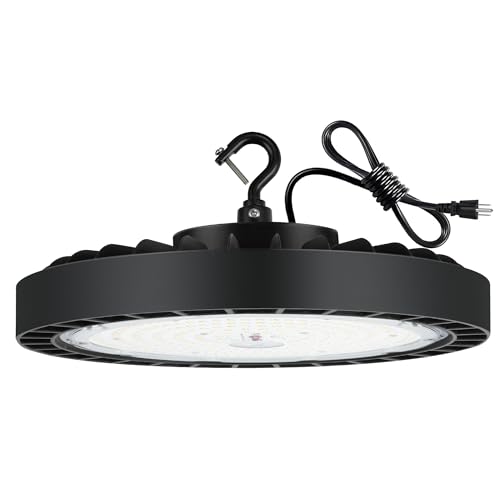 Image of hykolity UFO LED High Bay Light, 200W, 27000LM, 5000K Daylight, 135LM /W | High Bay Shop Lights IP65 Waterproof Commercial Bay Lighting for Warehouse Workshop Factory Shop Barn Factory, ETL, 1 Pack