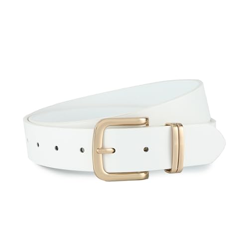 Earnda Women's Leather Belts for Jeans Dresses, Gold Buckle Casual Ladies Waist Belt 1.30" Width3