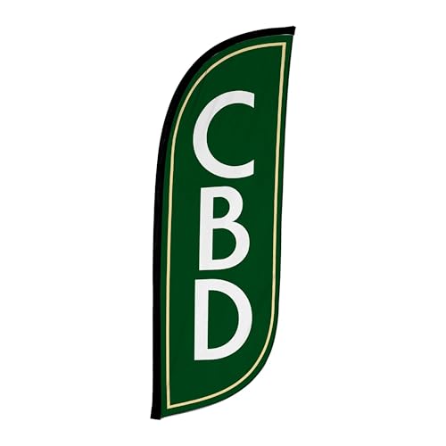 LookOurWay Feather Flag Banner - 8 Feet Tall Advertising Sign Swooper Flag Only, Attachment Only - Grand Opening Flags -CBD - Green/white