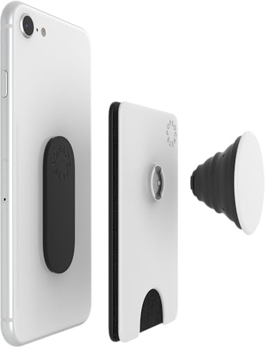 Image of PopSockets Adhesive Phone Wallet and Card Holder with Grip, White - White