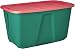 Homz Holiday Plastic Storage Tote Box, 32 Gallon, Green With Red Lid, Stackable, 6-Pack