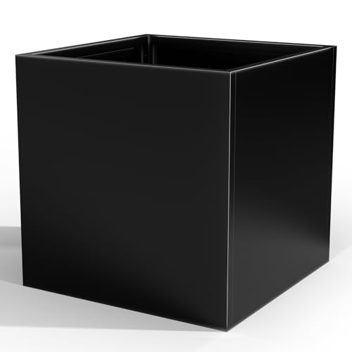 Baotree Maceta Grande de Metal de 26 Pulgadas de Largo x 26 Pulgadas de Ancho x 26 Pulgadas, Caja Rectangular Alta Resistente para Exteriores con estantes de inserción extraíbles para Porche, jardín