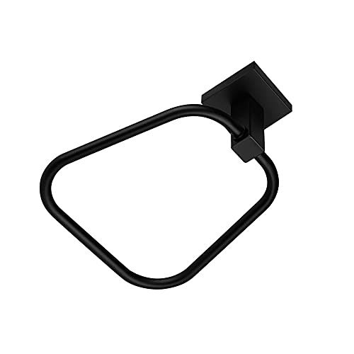 Ieasemjh Towel Ring 1Pc Bathroom Towel Holder Black Hand Towel Ring Wall Mount Heavy Duty Bath Towel Rack Stainless Steel Towel Hanger Bathroom 14.8Cm #TOP1
