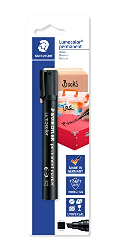 STAEDTLER, Lumocolor permanent 350 - Pennarello indelebile 'Organisation', impermeabile, resistente alla luce, nero, punta a scalpello, 350-9 BK-1