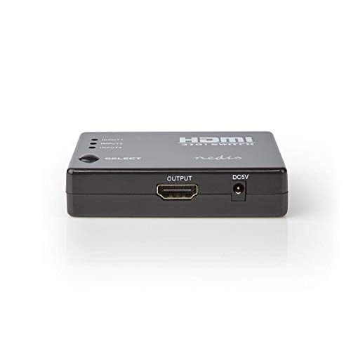 Interruptor HDMI 1080p en ABS negro con cable de 0.5m para expandir puertos limitados