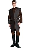 Men's Anakin Skywalker Costume Glove Cosplay Full Set Knight Tunic Belt Halloween Suits (Brown, Large)