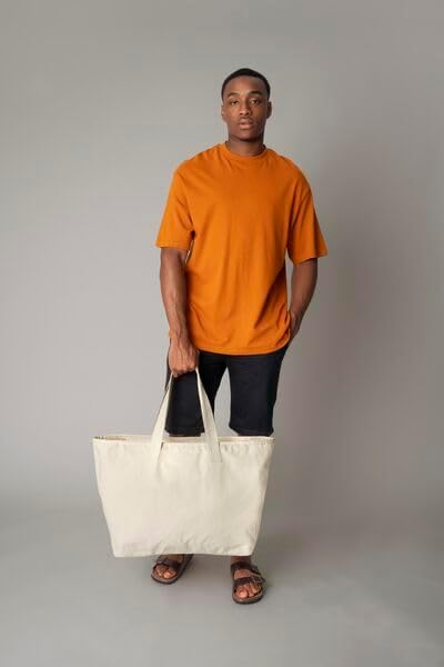 Westford Mill - Oversized Heavy Duty Canvas Tote - Unisex-Adults, Black, 47 cm x 40 cm x 17 cm, TOTE_BAG, Tote, Tote Bag, Women's, Travel, Beach