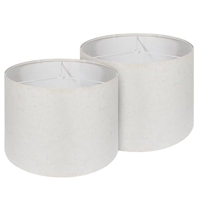 Drum Lamp Shade Set of 2, 13x13x10 inches Easy Assembly Lampshades for Table Lamp, Bedside Lamp, Floor Lamp, Spider Fitter (Linen White)
