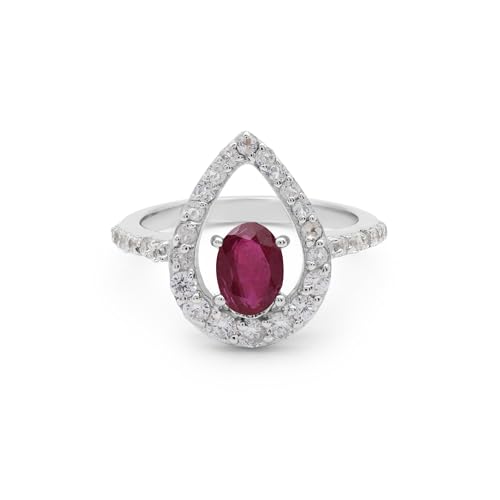Bague rubis ovale en argent et or rose pour femme née en juillet