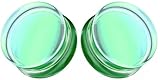 So Scene Aurora Borealis Double Saddle Glass Ear Gauges (12MM - 1/2 INCH, AB GREEN)