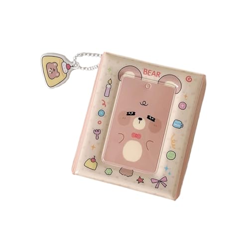 Álbum de fotos pequeño con diseño de animales de dibujos animados, 40 bolsillos, diseño portátil para coleccionistas, aficionados, carpeta de regalo con bonitos colgantes