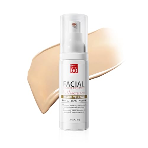 Tinted Sunscreen for Face SPF 60,Moisturizing Facial Mineral Sunscreen and Primer 2-IN-1,Body...