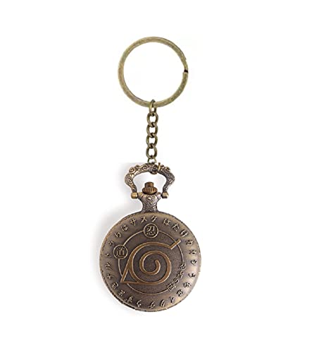 Image of AUGEN Premium Pocket Watch Metal Keychain Naruto Design Retro Vintage For Gifting With Key Ring Anti-Rust (Pack Of 1, Anchor,Gold)