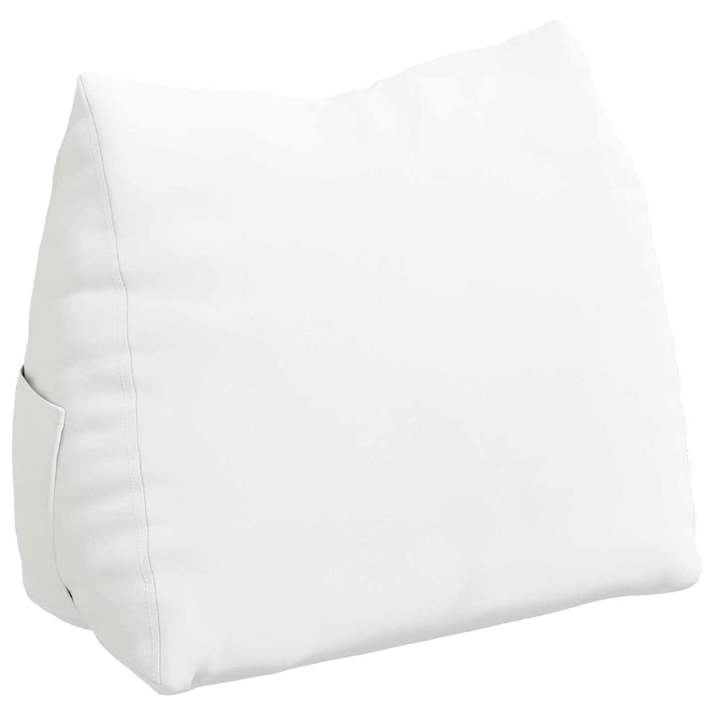 Poduszka pod plecy biała z materiału 60 x 20 x 50 cm z wypełnieniem poliestrowym, ergonomiczna poduszka lędźwiowa na sofę, łóżko, do biura i biura domowego, oddychająca i nadająca się do