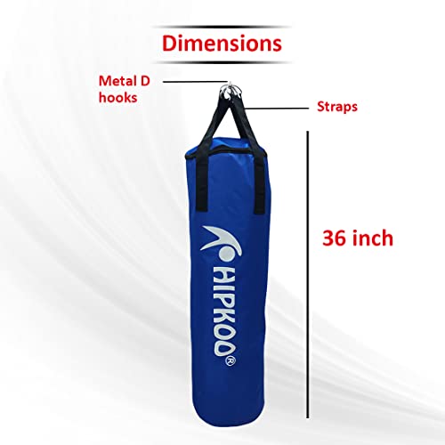 Image of Hipkoo Sports 3 Feet Unfilled Matte Punching Bag with Hand Wrap Combo | 1 Punching Bag & 1 Hand Wrap | for Boxing, MMA, Sparring, Punching Training Kick & Muay Thai (Blue)