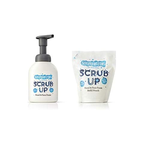 Scrubbingtons Scrub Up Children's Foaming Hand & Face Wash - Aloe Vera for Sensitive Skin with Scrub Up Bottle 200ml & Refill Pouch 200ml Cover