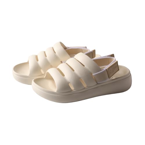 TMA EYES Women's Solid Colo Slip on Sandals Fashion Comfort Adjustable Flat Slippers2